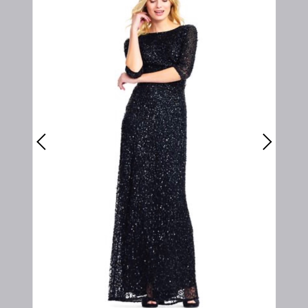 SOLD Adrianna Papell Black Sequin EveningGown